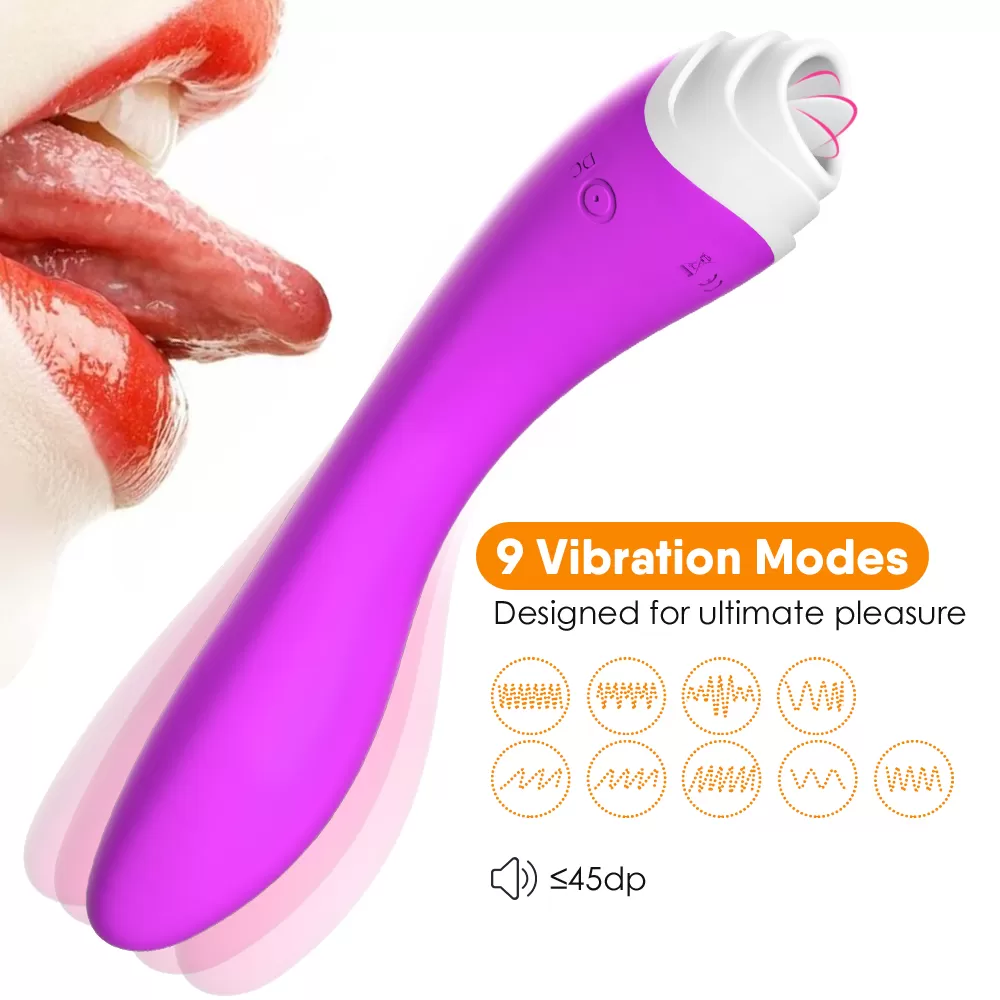 Wellco Adult FAIRYLAND 9+9 Modlu Klitoris ve G-Spot Uyarıcı 2 in 1 Dil Vibratör - Mor - 2