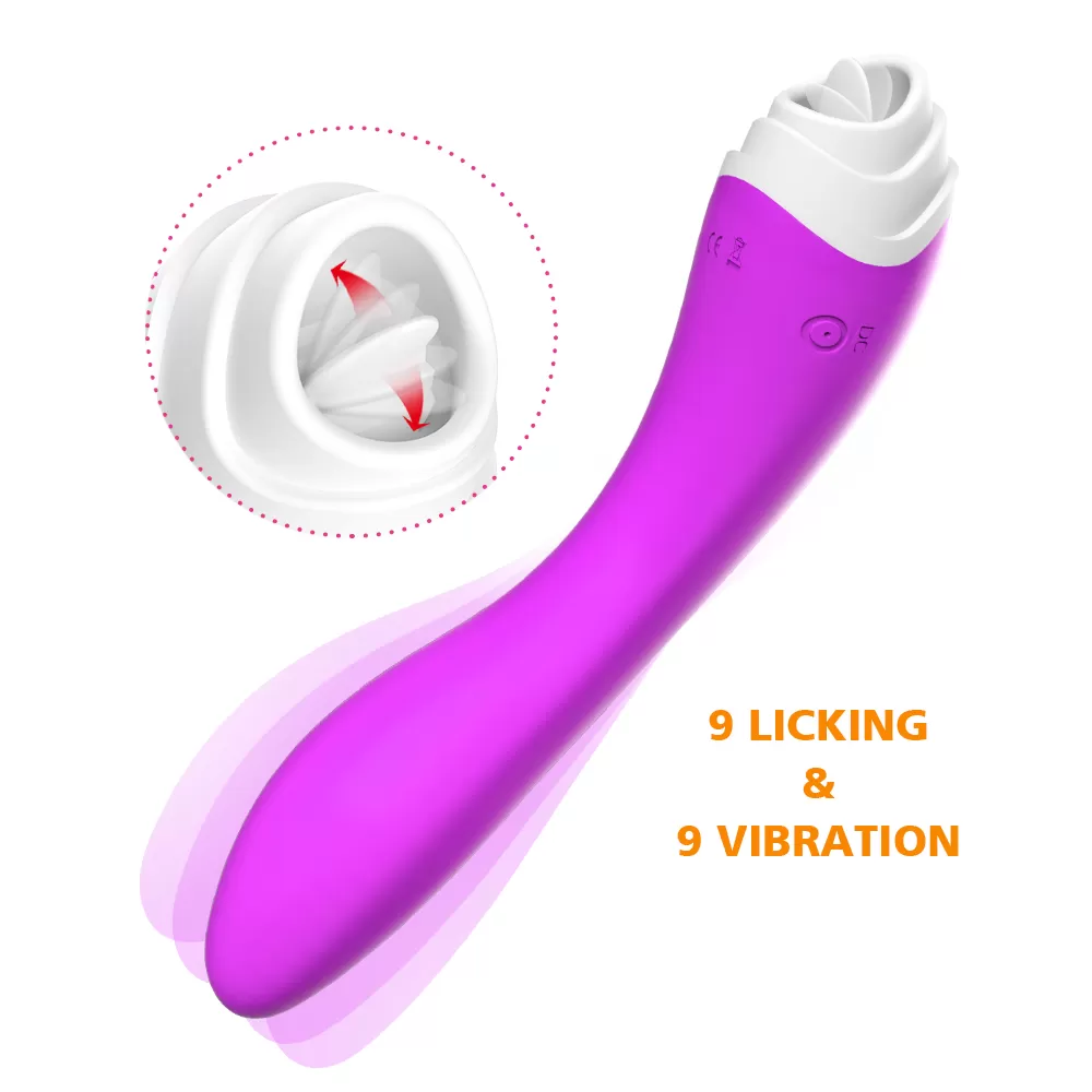 Wellco Adult FAIRYLAND 9+9 Modlu Klitoris ve G-Spot Uyarıcı 2 in 1 Dil Vibratör - Mor - 4