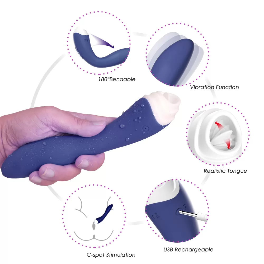 Wellco Adult FAIRYLAND 9+9 Modlu Klitoris ve G-Spot Uyarıcı 2 in 1 Dil Vibratör - Saxe - 3