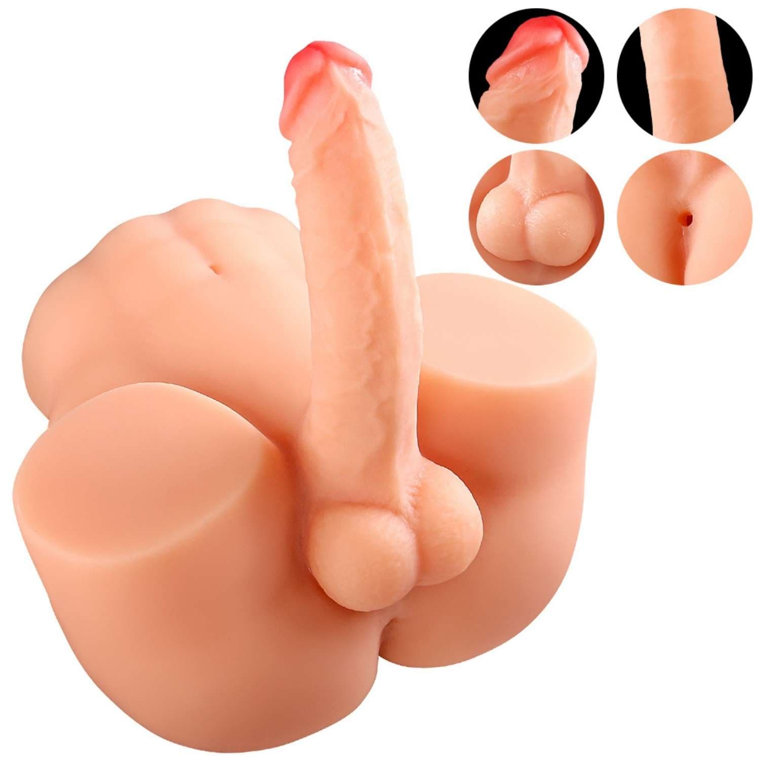 Wellco Adult Felix - Anal Girişli 17 CM Penisli Realistik Kalça Isıtmalı Titreşimli Yarım Vücut Erkek Manken 4 KG - 4