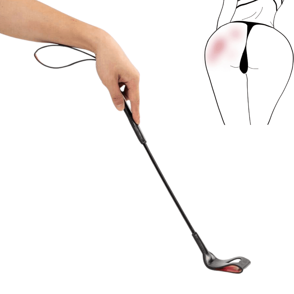 Wellco Adult Fetish Beginner Esnek Saplı Tutma Aparatlı 64 CM Kalp Desenli BDSM At Kırbacı Fantezi Deri Kamçı
