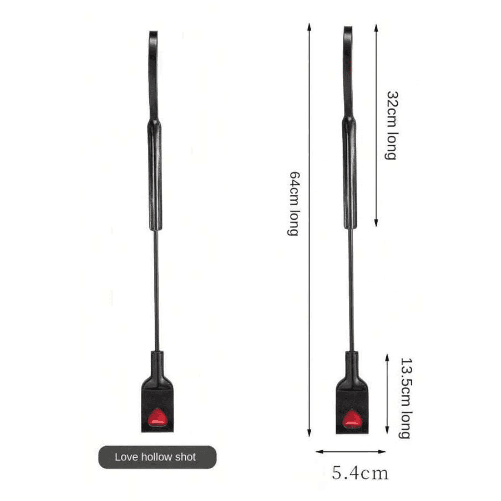 Wellco Adult Fetish Beginner Esnek Saplı Tutma Aparatlı 64 CM Kalp Desenli BDSM At Kırbacı Fantezi Deri Kamçı - 4