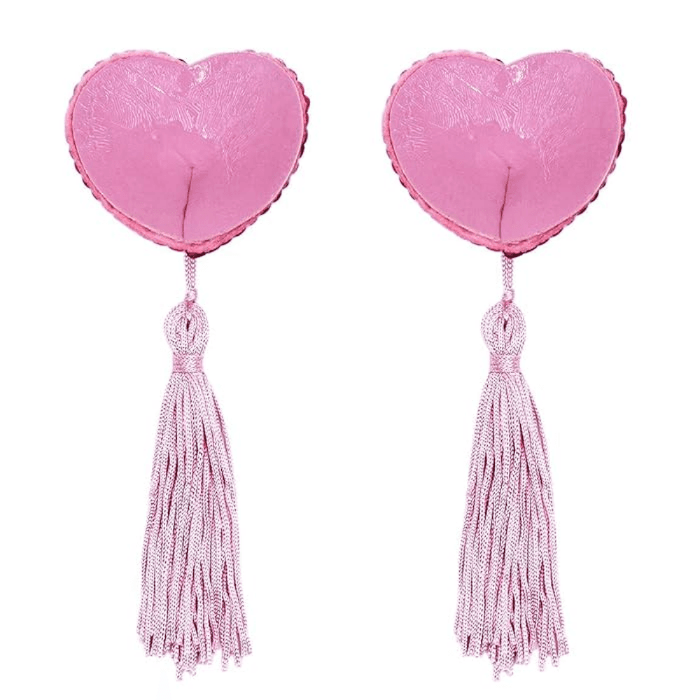 Wellco Adult Gıdıklayıcı Püsküllü Yapışkanlı Pembe Parıltılı Kalp Şeklinde Meme Ucu Gizleyici Göğüs Aksesuarı - 4