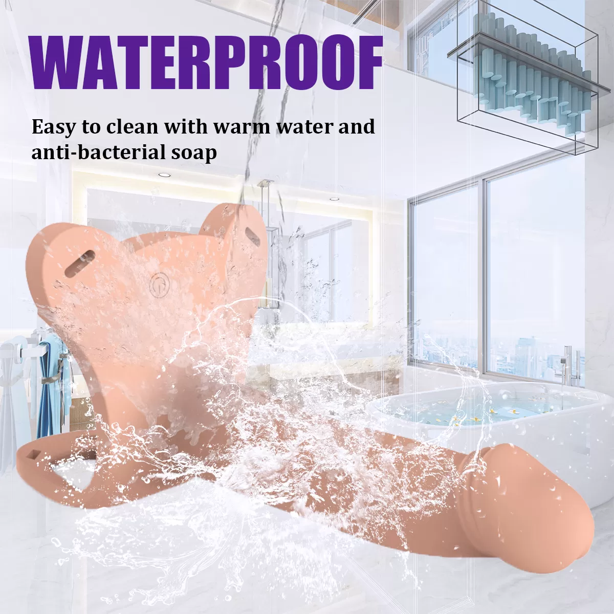 Wellco Adult Kablosuz Kumandalı Şarjlı Ultra Yumuşak Dokulu İçi Boş Belden Bağlamalı Realistik Vibratör - 3