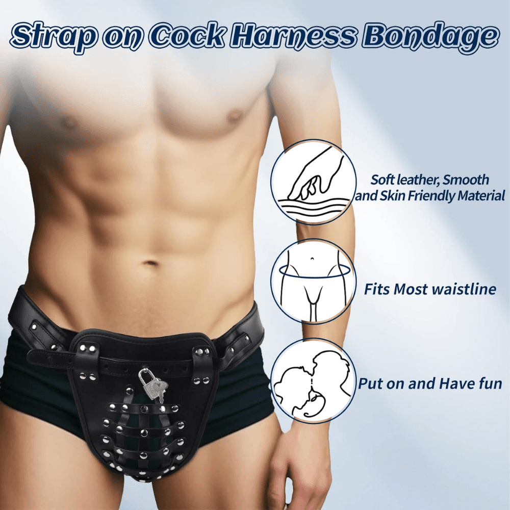 Wellco Adult Kemerli Penis Esaret Kafesi Nefes Alabilir Ayarlanabilir Askılı Deri Külot Bekaret Penis Kilidi - 4