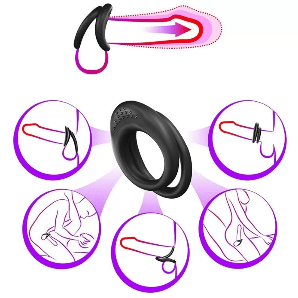 Wellco Adult Klitoris Uyarıcı Tırtıklı Siyah Penis Yüzüğü Esnek Sağlam Silikon Testis ve Penis Halkası - 3