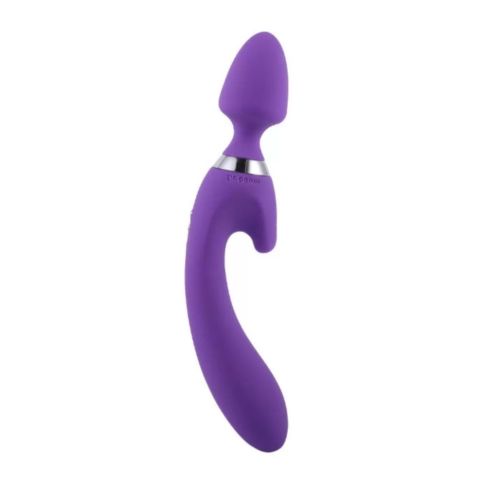 Wellco Adult LEBOOM Çift Taraflı Klitoris ve G-Spot Uyarıcı Wand Massager Dildo Vibratör - Mor
