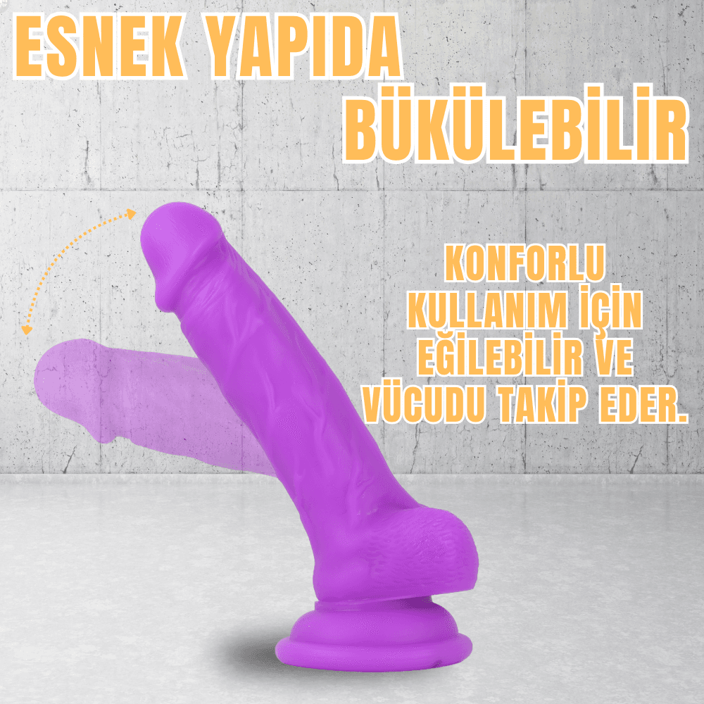 Wellco Adult MYST COLOR Dildo Ultra Yumuşak Dokulu Mor Realistik Yapay Penis - 3