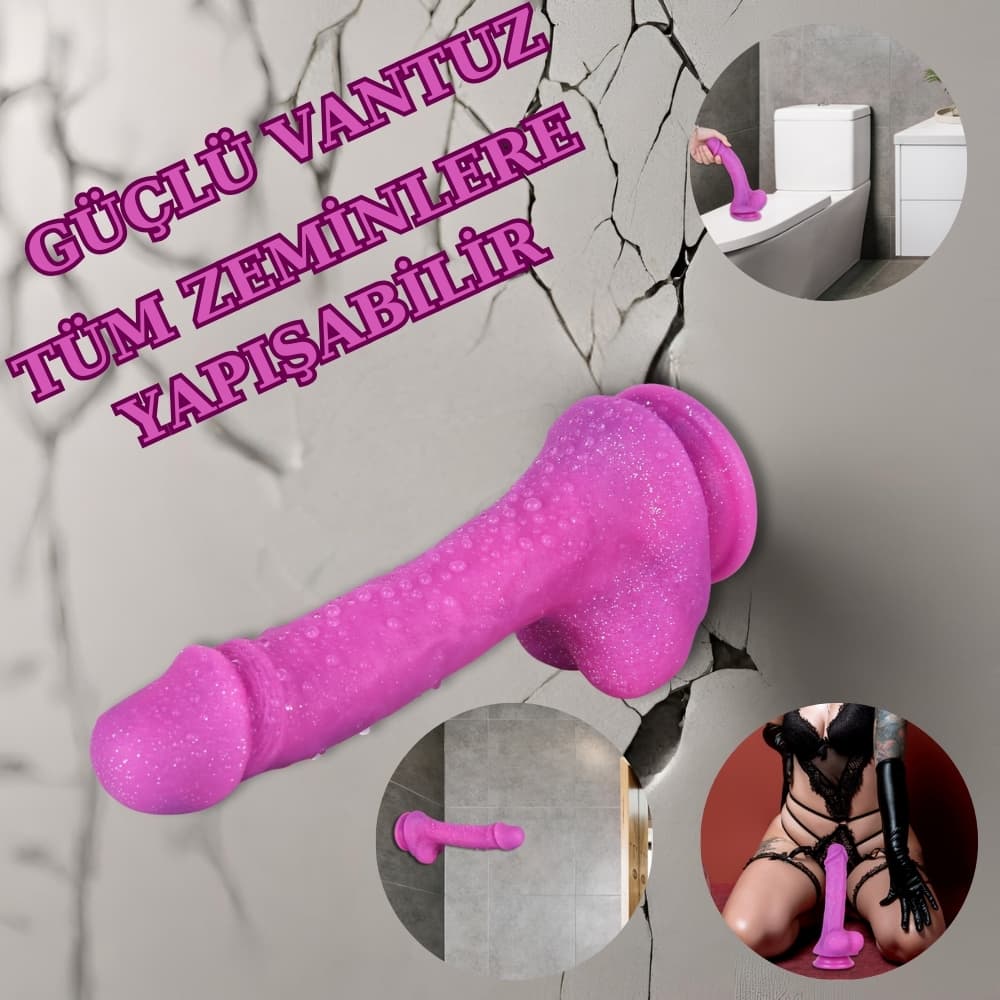 Wellco Adult MYST COLOR Dildo Parlak Simli Ultra Yumuşak Pembe Realistik Yapay Penis - 3