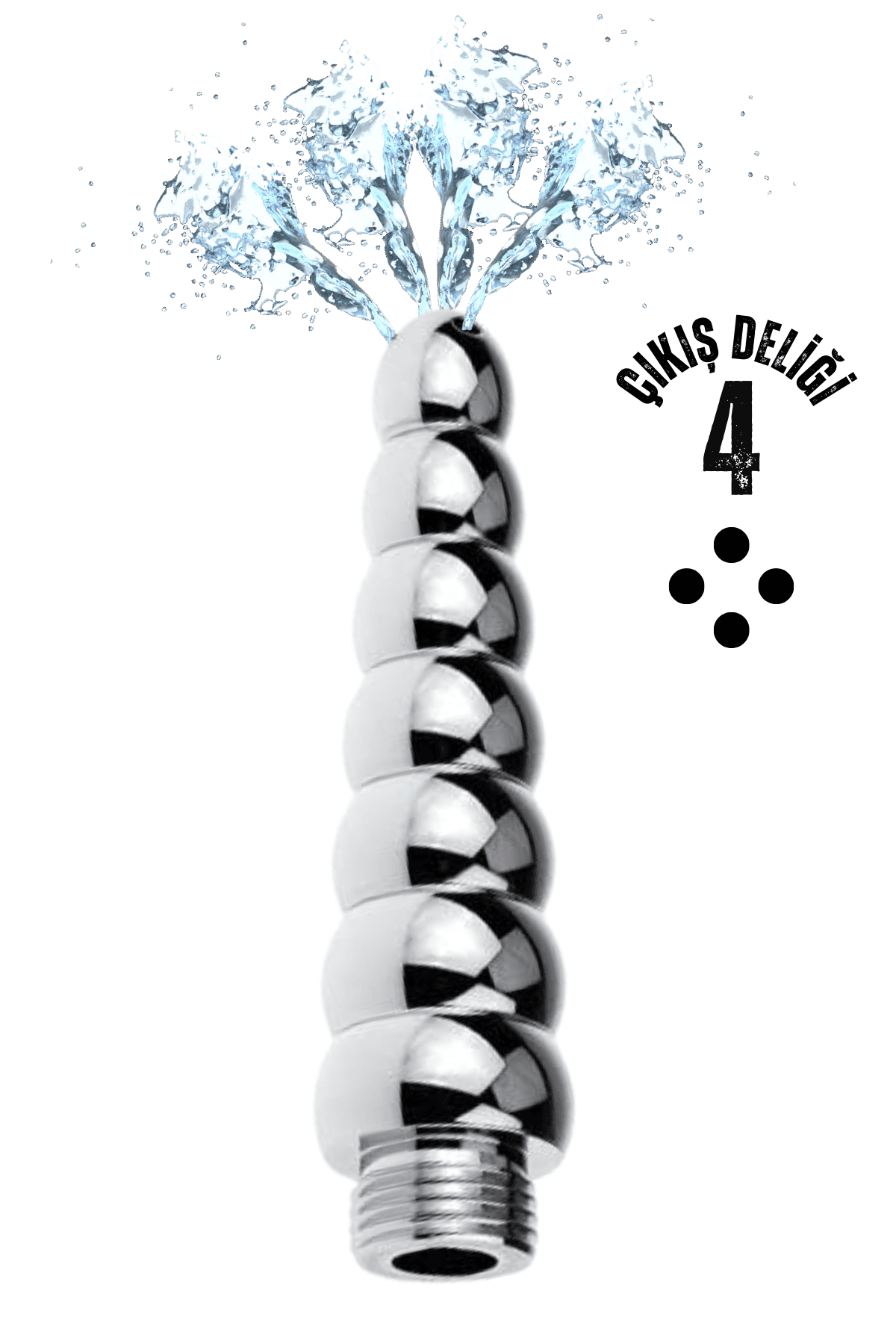 Wellco Adult Paslanmaz Çelik 7 Anal Beads Butt Plug 4 Delikli Anal Temizlik Metal Lavman Duş Başlığı