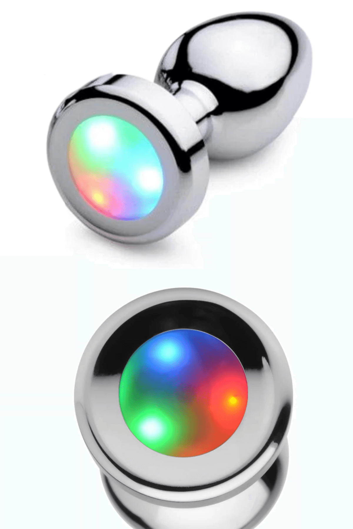 Wellco Adult Paslanmaz Çelik Led Işıklı Pürüzsüz Silver Metal Anal Butt Plug - 3