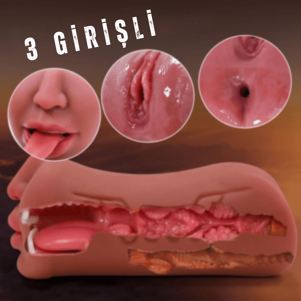 Wellco Adult Premium Masturbator Ellie - Gerçekçi Yumuşak Dokulu 3 Girişli Oral Anal Realistik Vajina Mastürbatör - 2