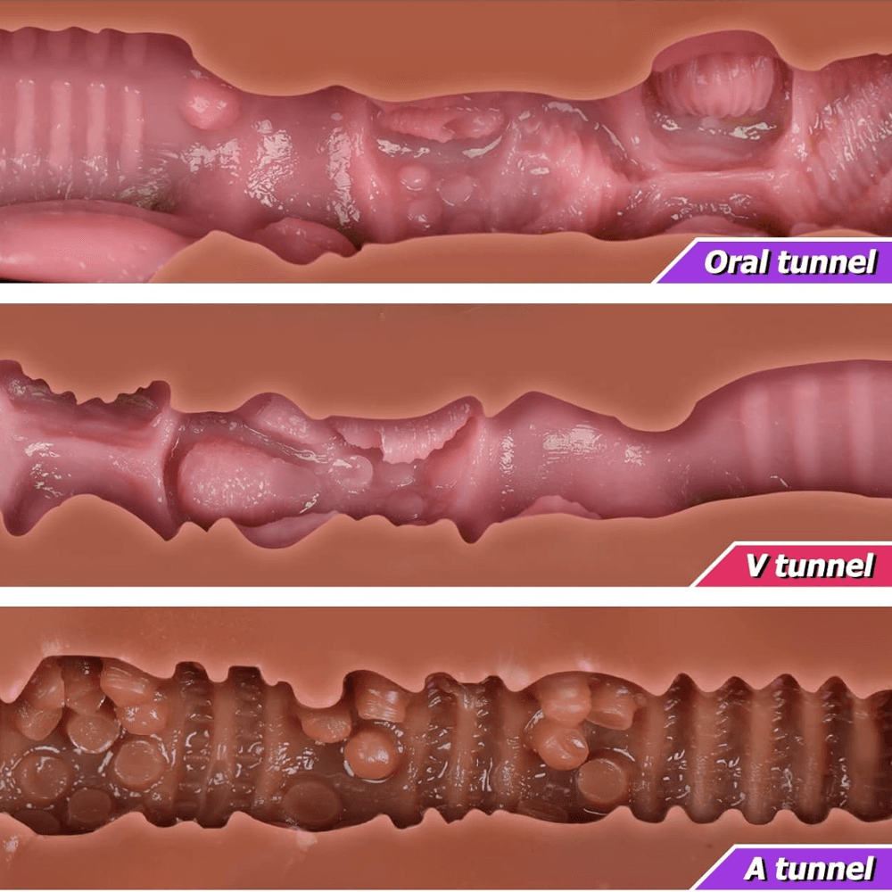 Wellco Adult Premium Masturbator Ellie - Gerçekçi Yumuşak Dokulu 3 Girişli Oral Anal Realistik Vajina Mastürbatör - 3