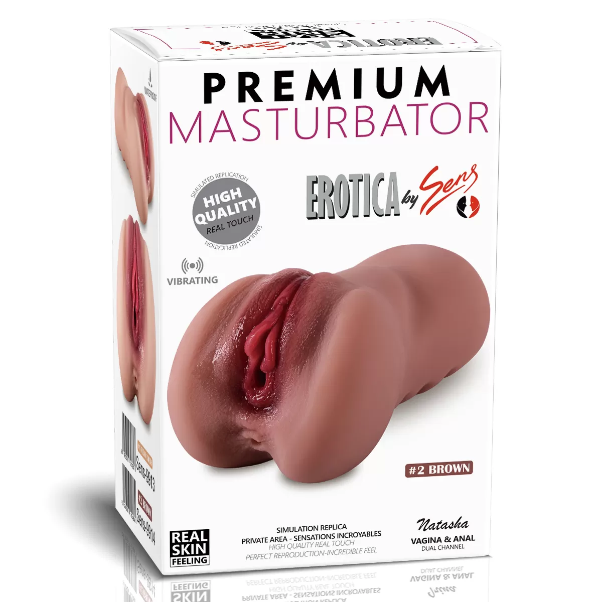 Wellco Adult Natasha - Realistik Dokulu Melez Anal Vajinal 2 in 1 Titreşimli Suni Vajina - 2