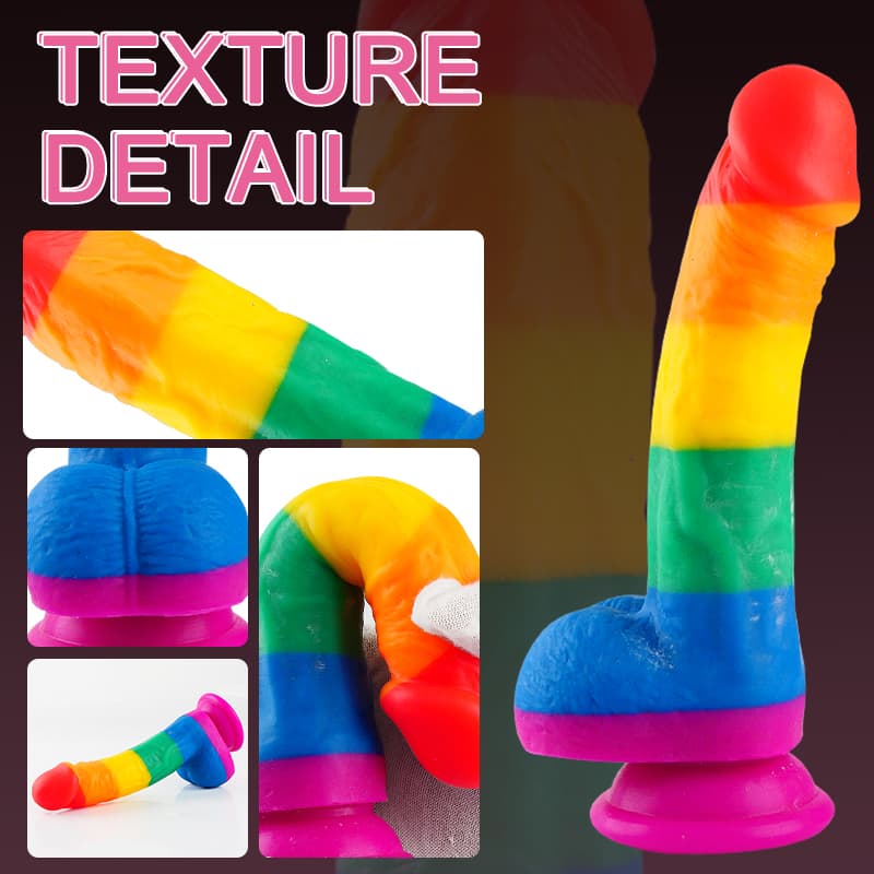 Wellco Adult Pride Special Edition Dildo 20 CM - Gökkuşağı Renkli Silikon Ultra Realistik Yapay Penis Vibrator - 2