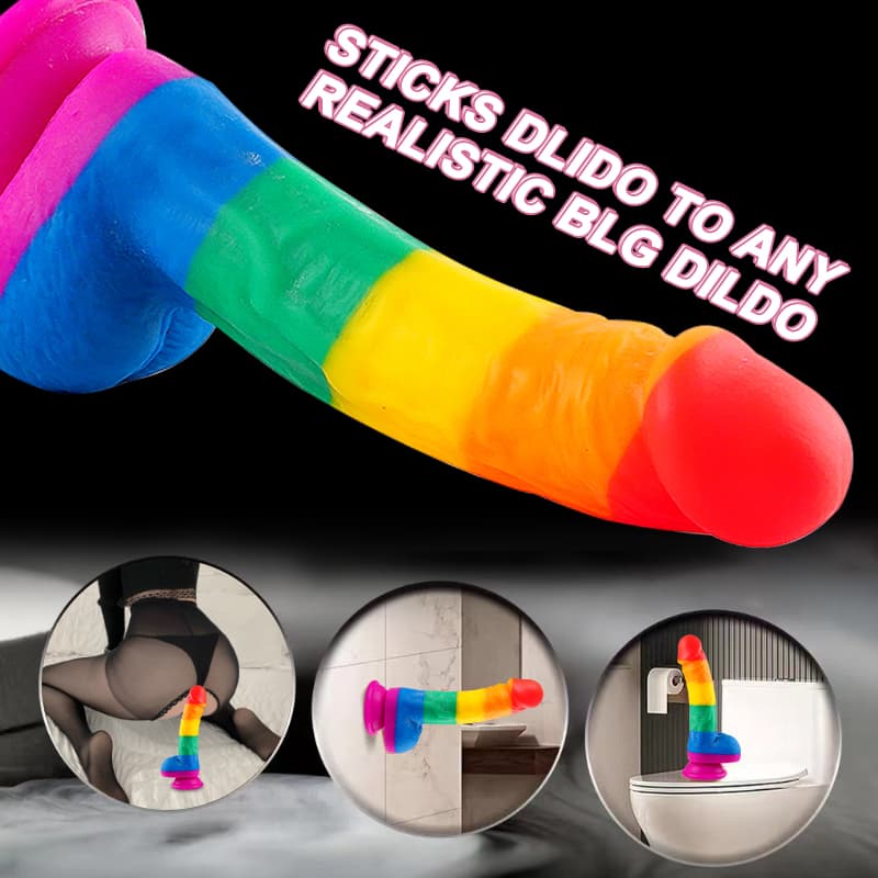 Wellco Adult Pride Special Edition Dildo 20 CM - Gökkuşağı Renkli Silikon Ultra Realistik Yapay Penis Vibrator - 3