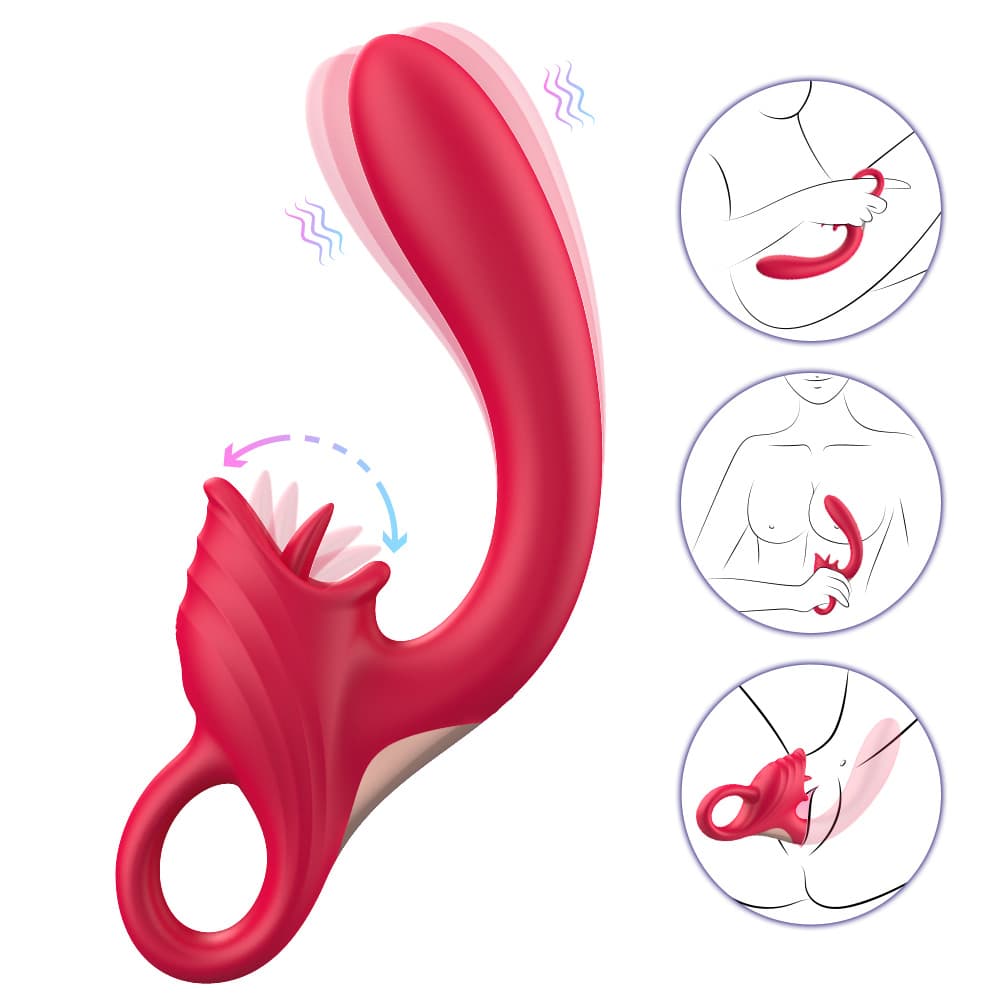 Wellco Adult PRIME TOYS Ellie Şarjlı 2 in 1 Klitoris G Nokta Uyarıcı Dil Yalama Hareketli Kavisli Vibratör - 2