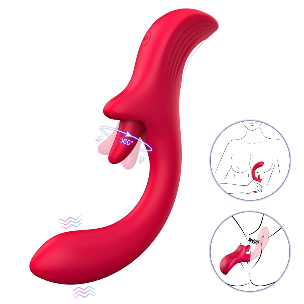 Wellco Adult PRIME TOYS Nora Şarjlı 2 in 1 Klitoris G Nokta Uyarıcı Dönen Dil Hareketli Kavisli Vibratör - 2