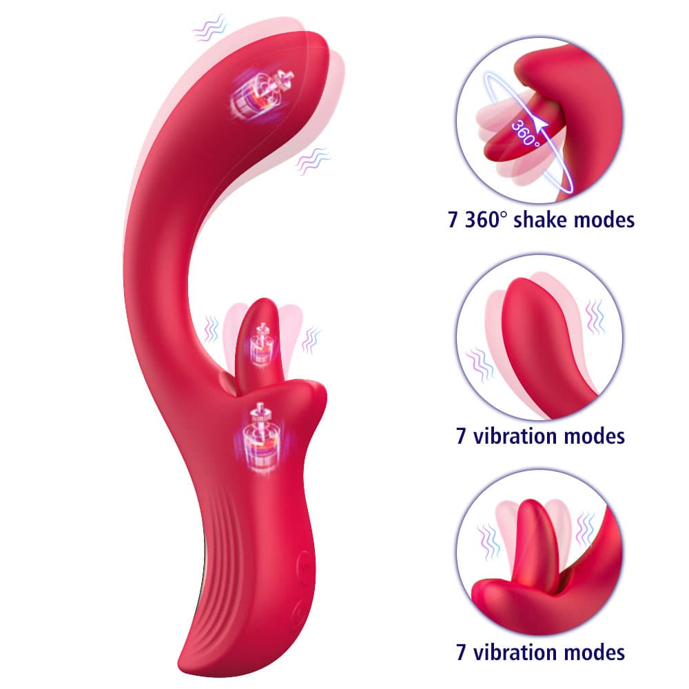 Wellco Adult PRIME TOYS Nora Şarjlı 2 in 1 Klitoris G Nokta Uyarıcı Dönen Dil Hareketli Kavisli Vibratör - 3