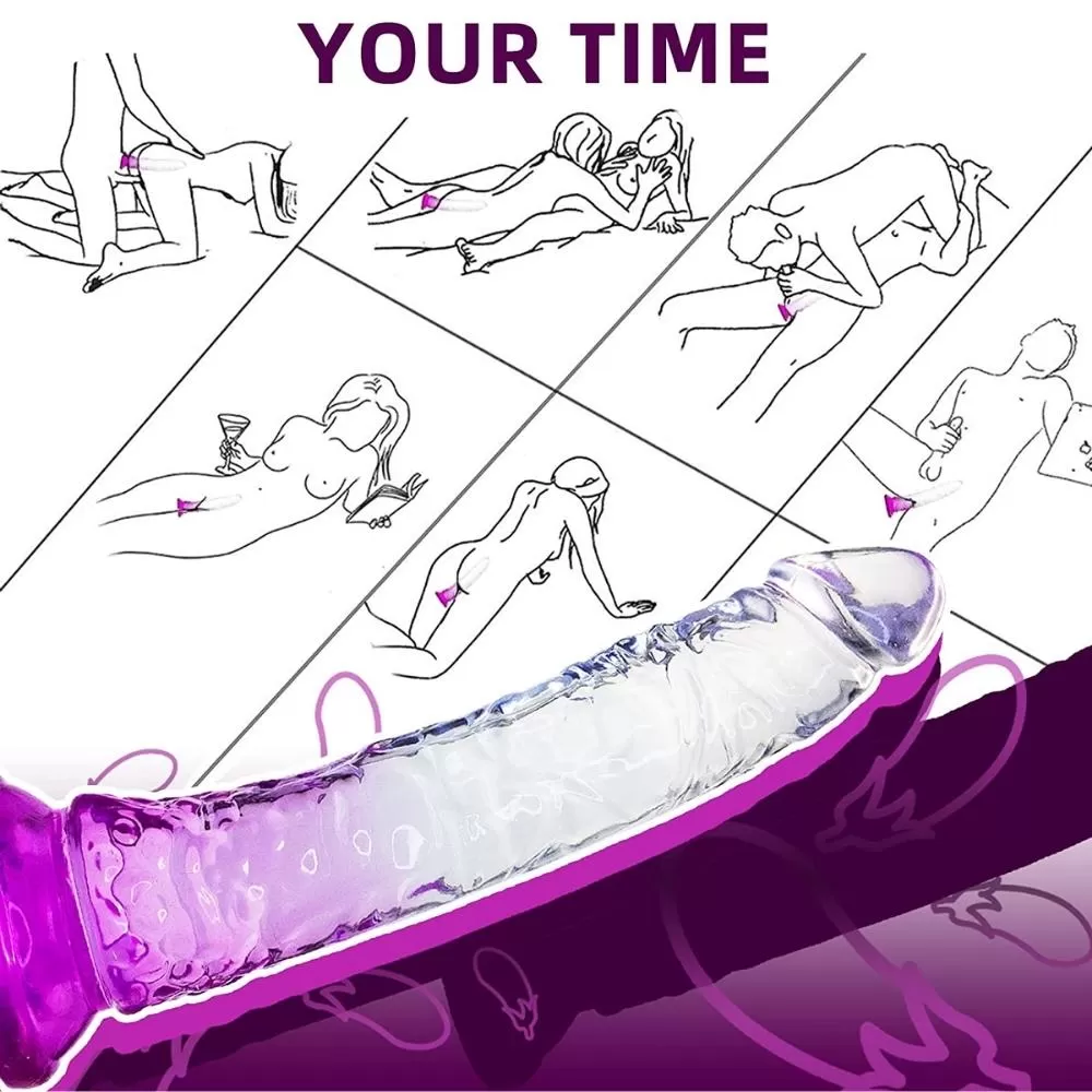 Wellco Adult MYST COLOR Dildo Realistik Jel Dokuda Testissiz Ultra Yumuşak Şeffaf Mor Yapay Penis - 2