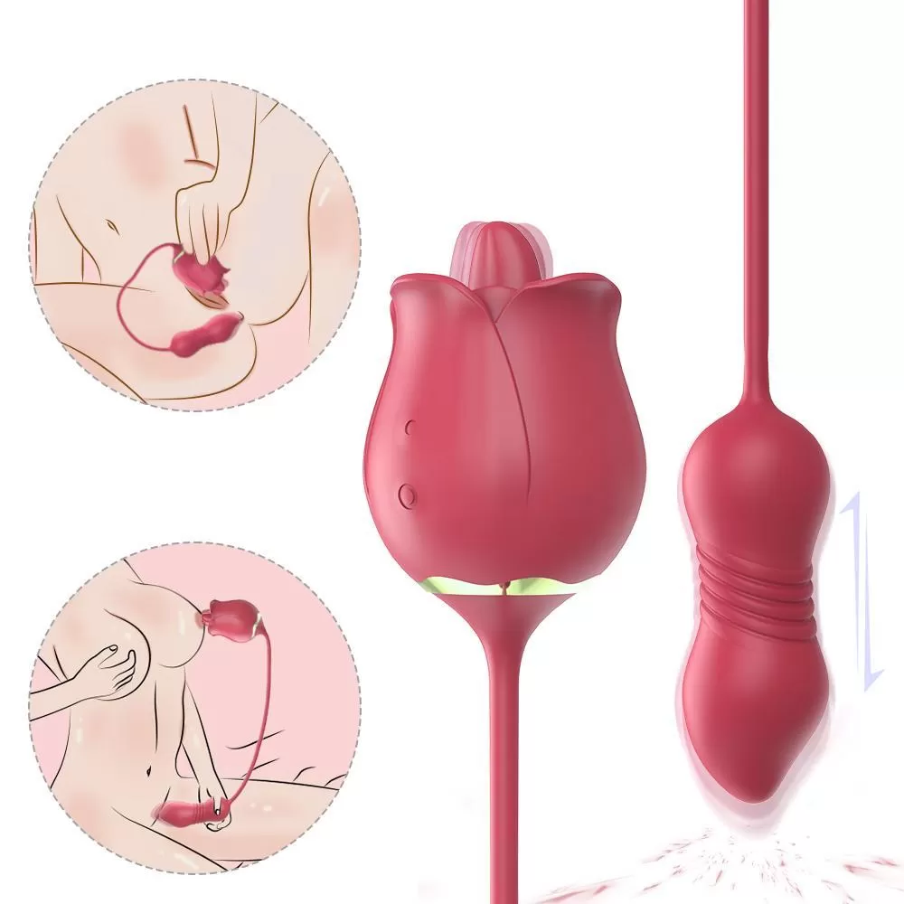 Wellco Adult ROSE PRO 7 İleri Geri ve Dil Hareketli Klitoris ve Göğüs Ucu Uyarıcı Yeni Nesil 2 in 1 Gül Vibratör