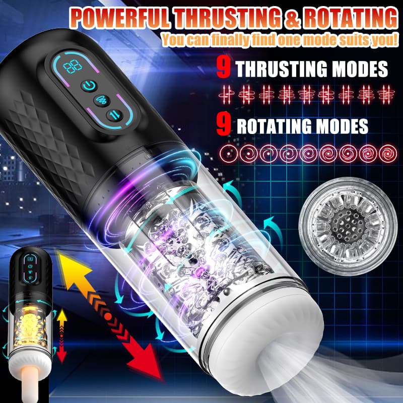 Wellco Adult Şarjlı İleri Geri ve Dönme Hareketli ve Emiş Özellikli 3 in 1 LCD Ekran Otomatik Vajina Mastürbatör - 3