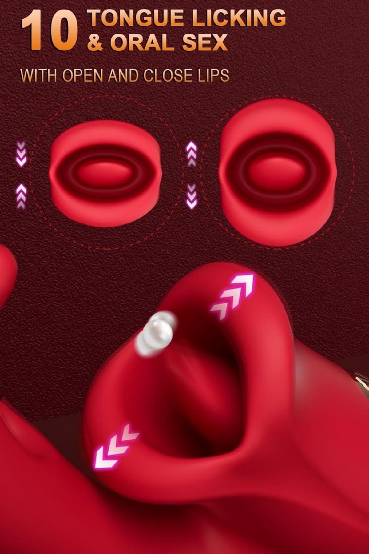 Wellco Adult Şarjlı Klitoris G Nokta Uyarıcı Çırpma ve Dil Dudak Hareketli Güçlü Titreşimli 2 in 1 Oral Vibratör - 3