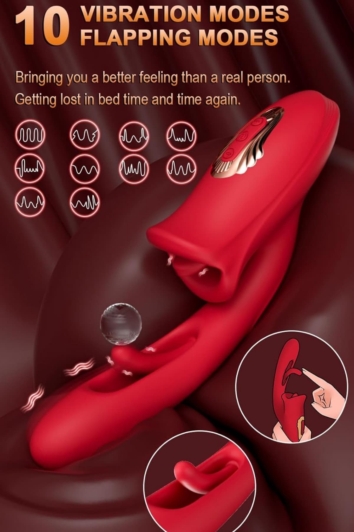 Wellco Adult Şarjlı Klitoris G Nokta Uyarıcı Çırpma ve Dil Dudak Hareketli Güçlü Titreşimli 2 in 1 Oral Vibratör - 4