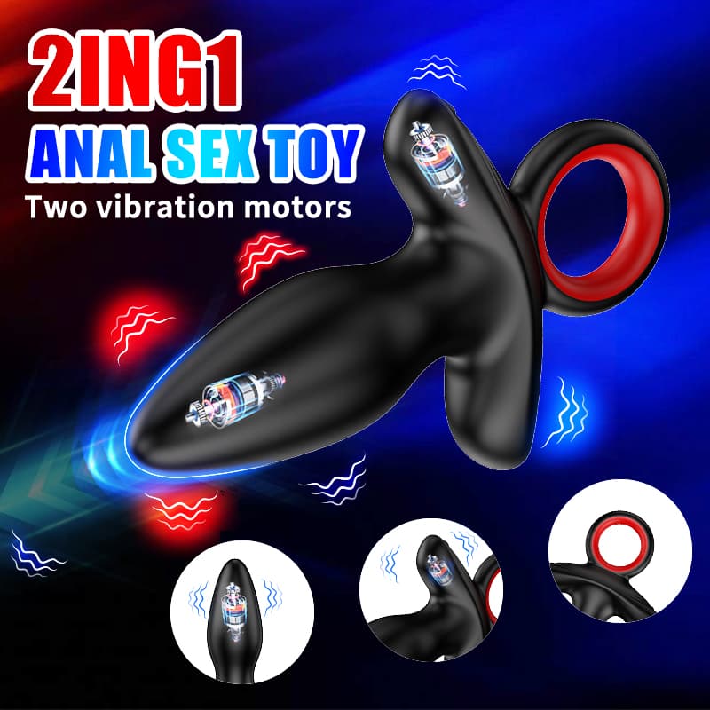 Wellco Adult Şarjlı Tutma Aparatlı Güçlü Titreşimli Anal Plug 2 in 1 Çift Motorlu Perine Prostat Masaj Vibratör - 2