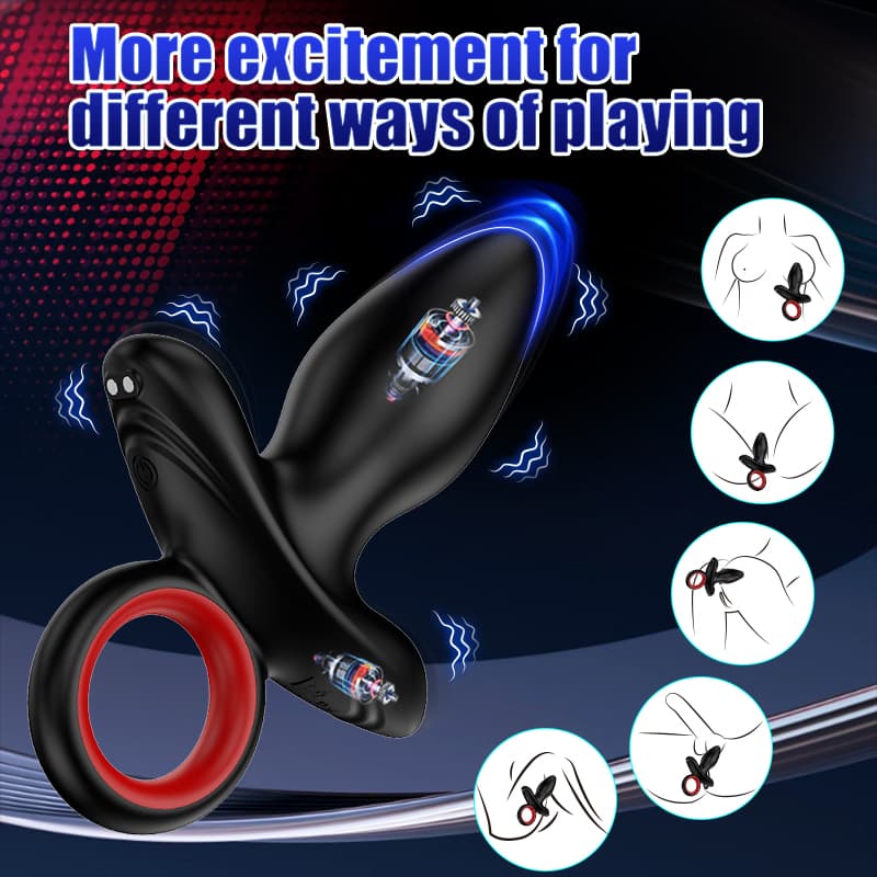 Wellco Adult Şarjlı Tutma Aparatlı Güçlü Titreşimli Anal Plug 2 in 1 Çift Motorlu Perine Prostat Masaj Vibratör - 4