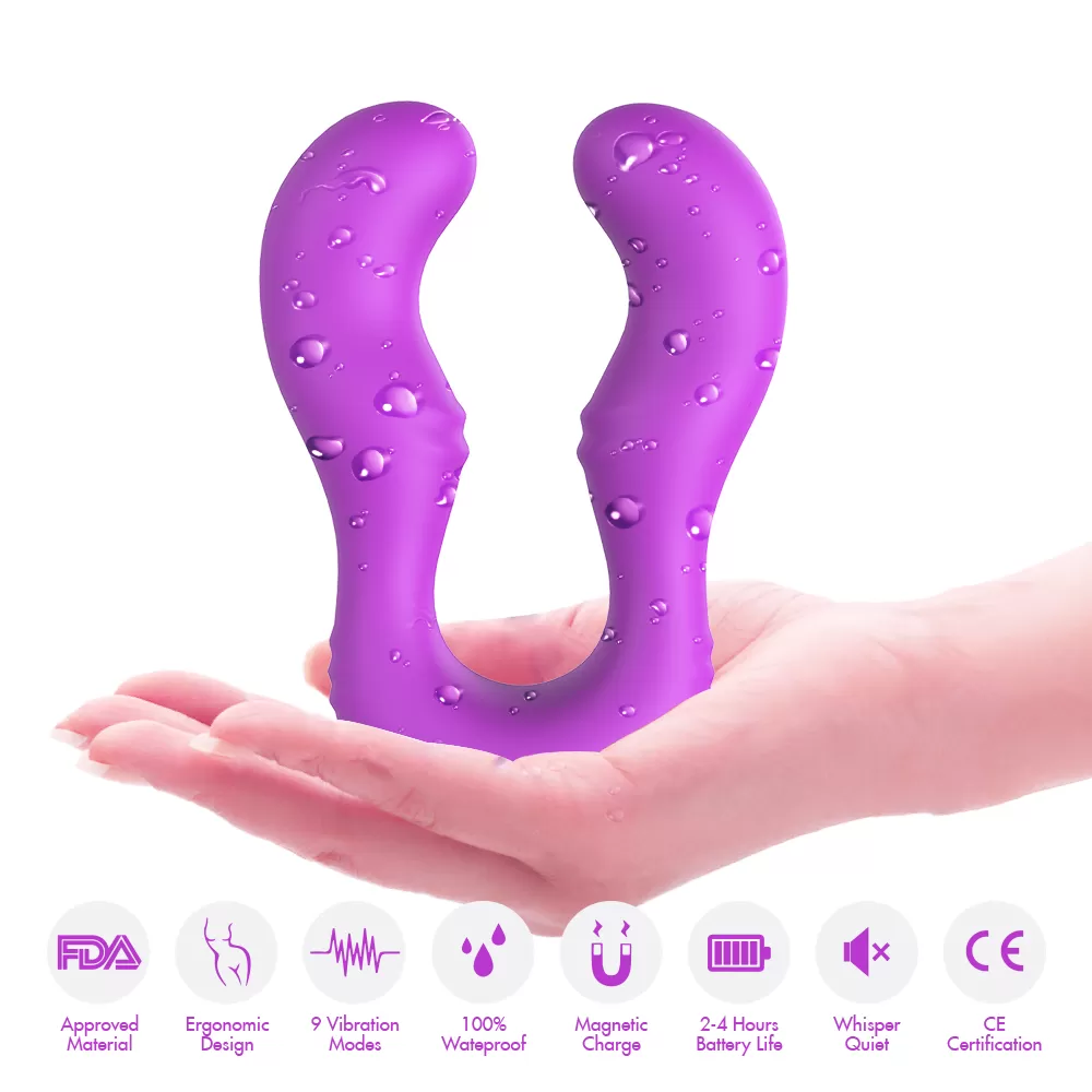 Wellco Adult SERAPH Strapless Çift Taraflı G Spot Çatal Vibratör - Mor - 4
