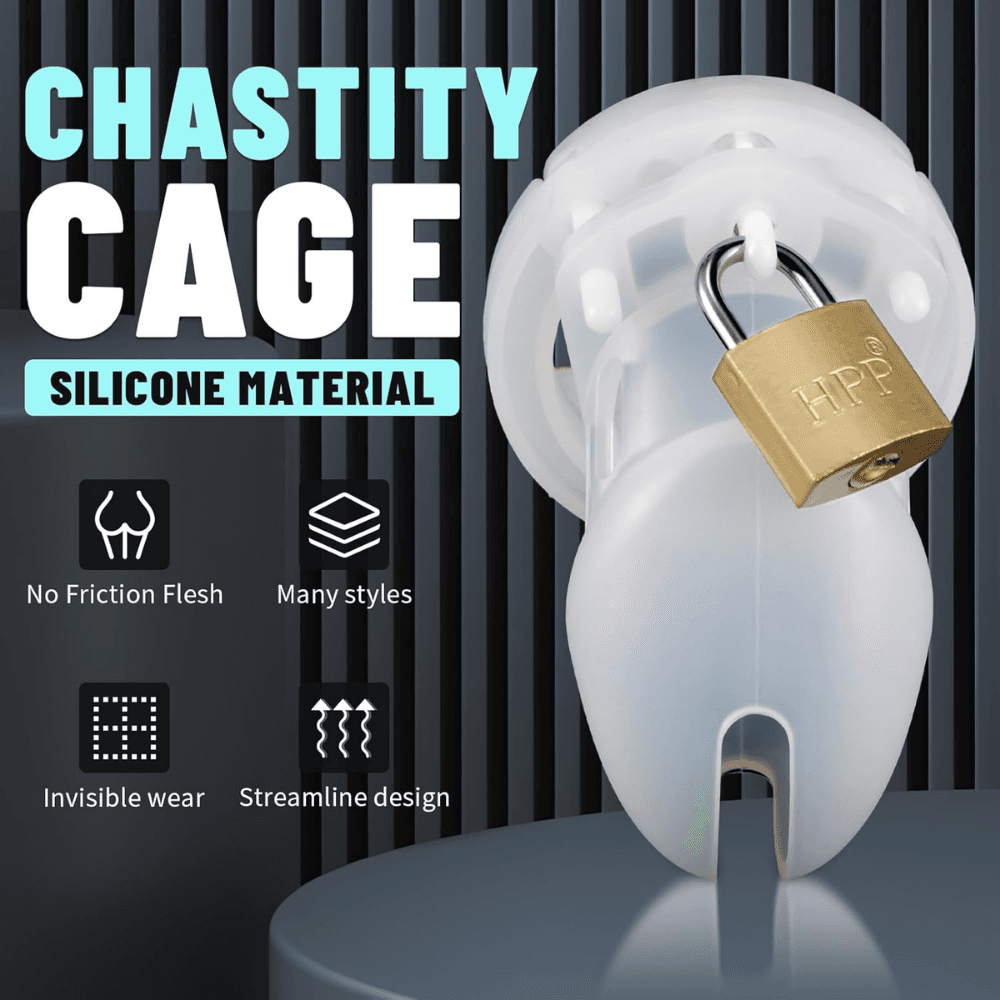 Wellco Adult Silikon Beyaz Penis Kilidi Erkek Bekaret Cihazı Chastity Cock Cage Küçük Boy Penis Esaret Kafesi - 2