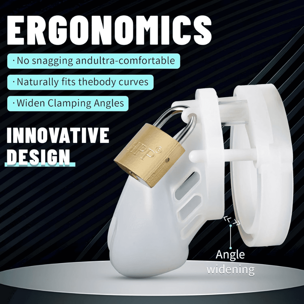 Wellco Adult Silikon Beyaz Penis Kilidi Erkek Bekaret Cihazı Chastity Cock Cage Küçük Boy Penis Esaret Kafesi - 4