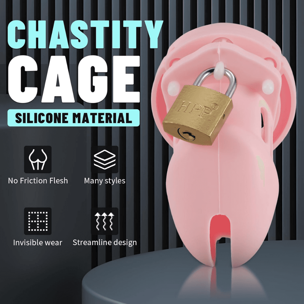 Wellco Adult Silikon Pembe Penis Kilidi Erkek Bekaret Cihazı Chastity Cock Cage Küçük Boy Penis Esaret Kafesi - 2