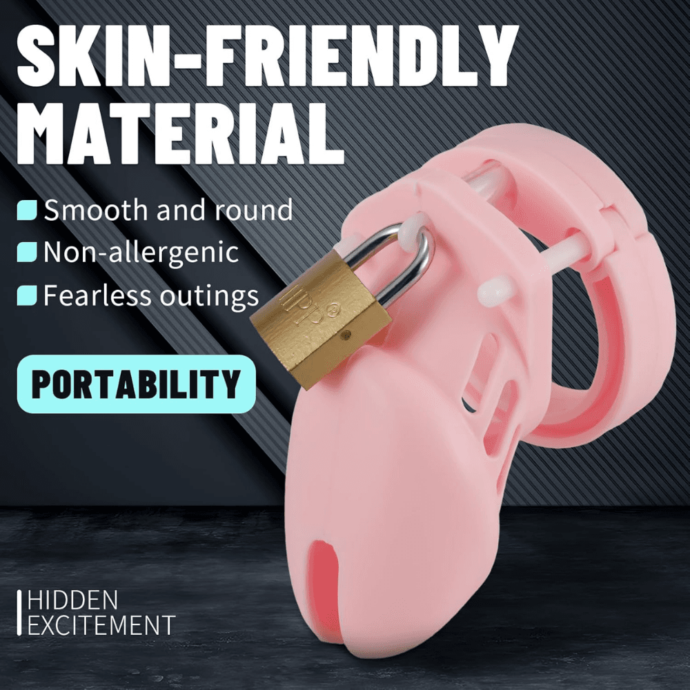 Wellco Adult Silikon Pembe Penis Kilidi Erkek Bekaret Cihazı Chastity Cock Cage Küçük Boy Penis Esaret Kafesi - 3