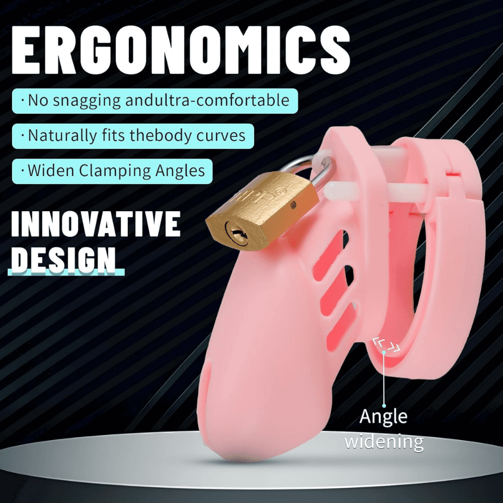 Wellco Adult Silikon Pembe Penis Kilidi Erkek Bekaret Cihazı Chastity Cock Cage Küçük Boy Penis Esaret Kafesi - 4