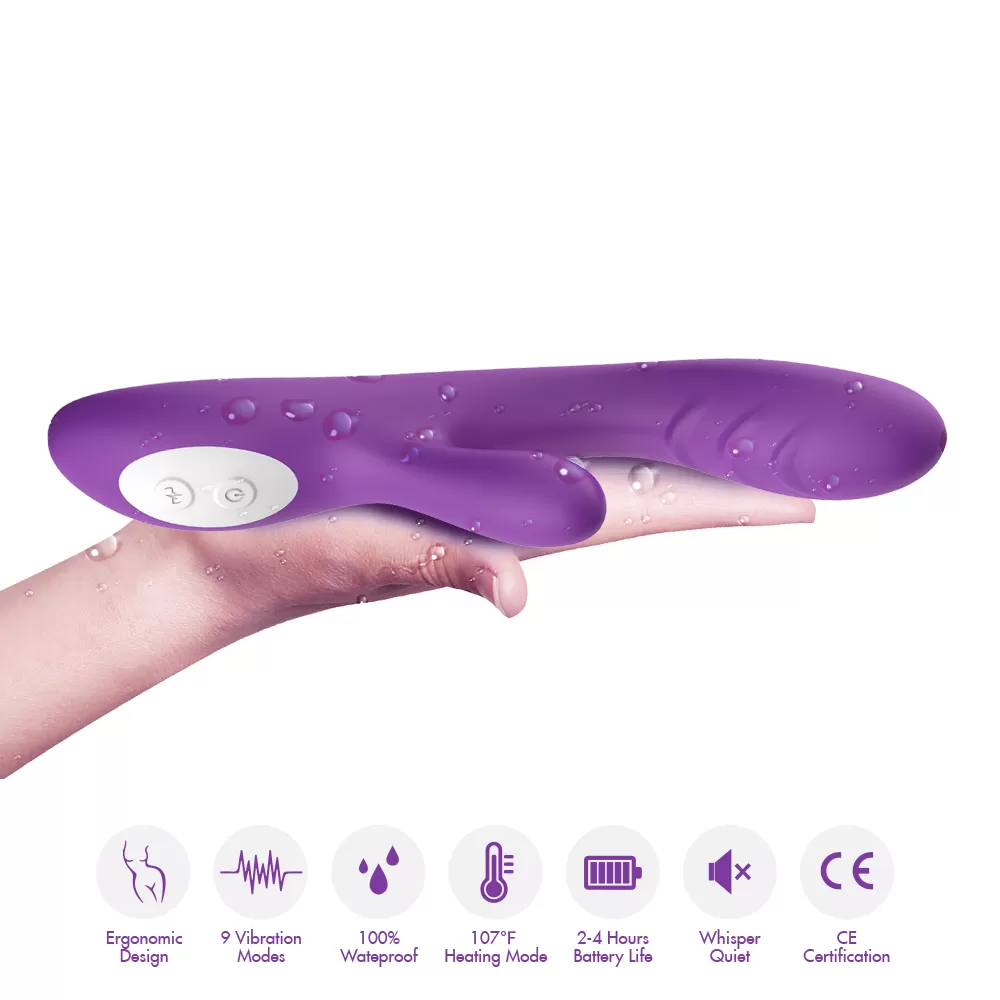 Wellco Adult PRIME TOYS Spark Isıtmalı Klitoris ve G Spot Uyarıcı 2 in 1 Rabbit Vibratör - Mor - 4