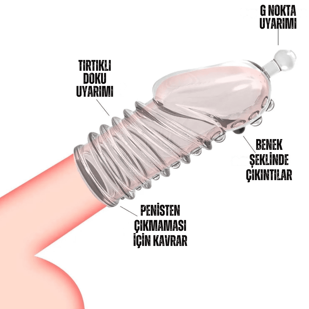Wellco Adult Tekrar Kullanılabilir Tırtıklı G Nokta Uyarıcı Kavrayan Silikon Penis Kılıfı - 3