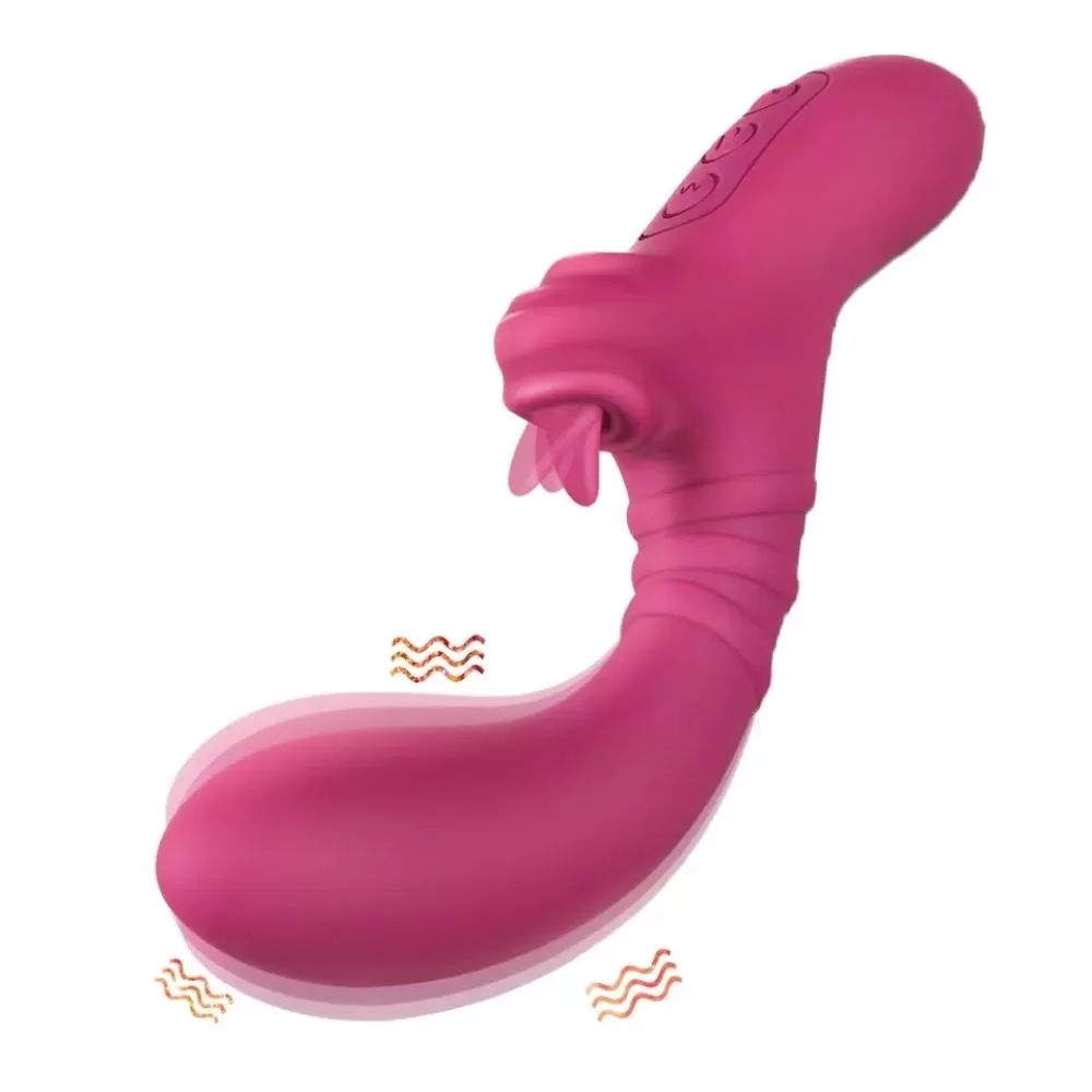 Wellco Adult TONGUE TEASE Eğri G-Spot Uyarıcı ve Klitoris Uyarıcı 2 in 1 Hareketli Dil Vibratör