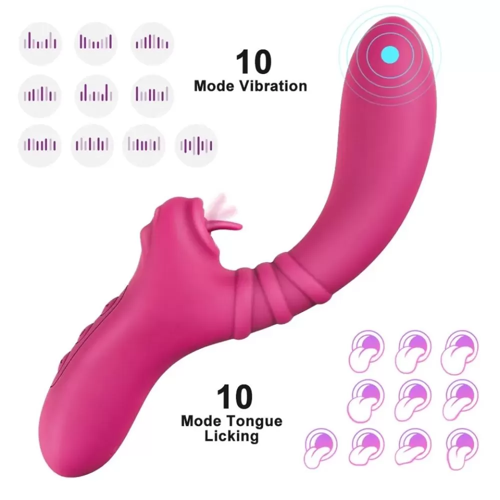 Wellco Adult TONGUE TEASE Eğri G-Spot Uyarıcı ve Klitoris Uyarıcı 2 in 1 Hareketli Dil Vibratör - 3