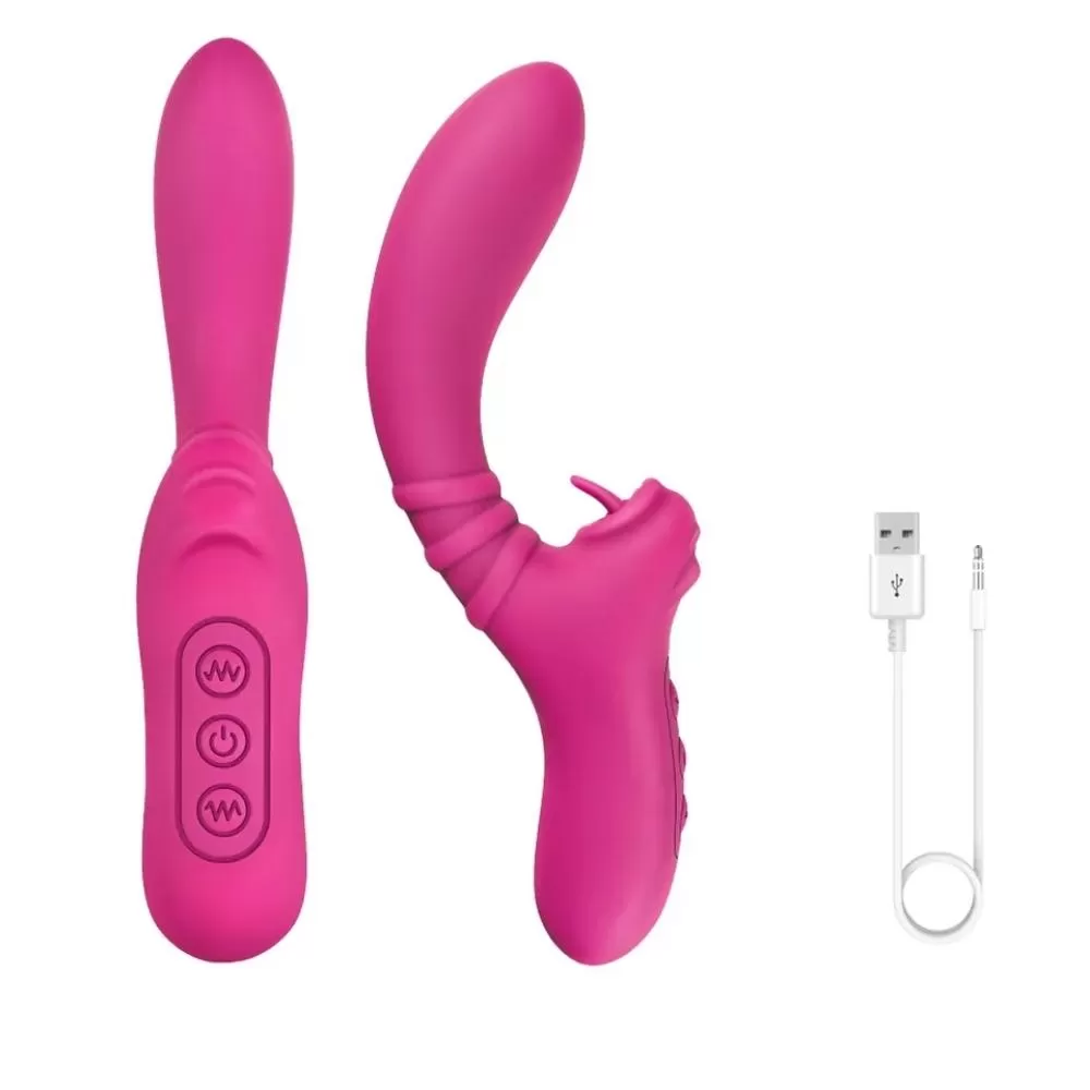 Wellco Adult TONGUE TEASE Eğri G-Spot Uyarıcı ve Klitoris Uyarıcı 2 in 1 Hareketli Dil Vibratör - 4