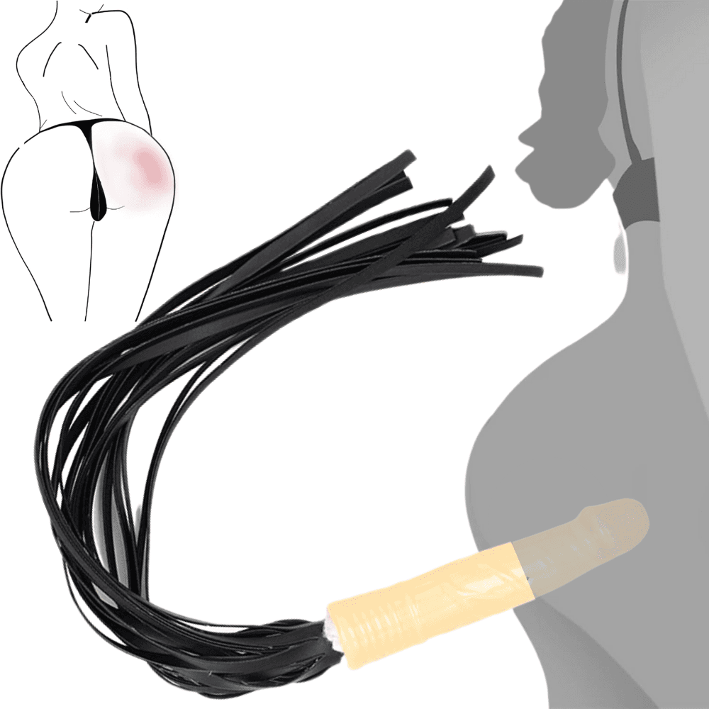 Wellco Adult Ultra Realistik Yapay Penis Fetiş Deri Kırbaç 18 CM BDSM Anal Vajina Dildo Kamçı