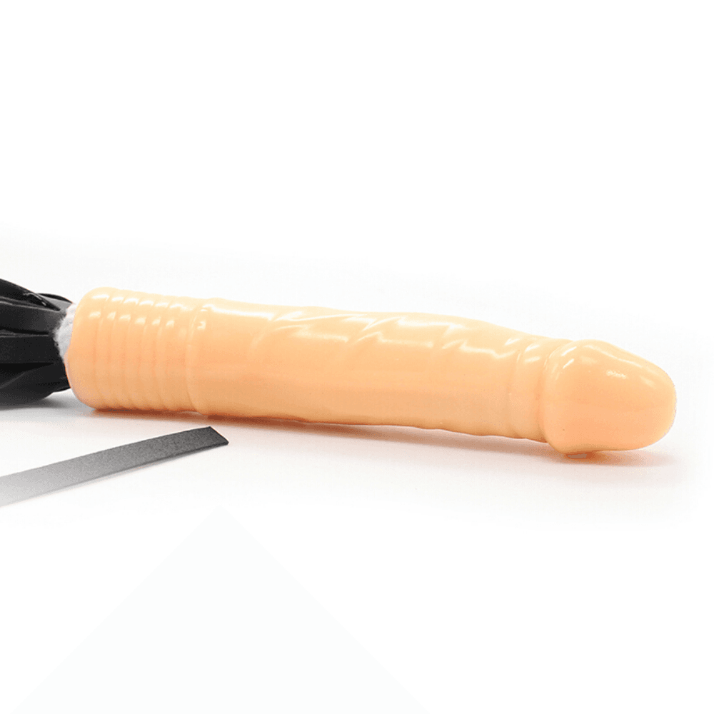 Wellco Adult Ultra Realistik Yapay Penis Fetiş Deri Kırbaç 18 CM BDSM Anal Vajina Dildo Kamçı - 4