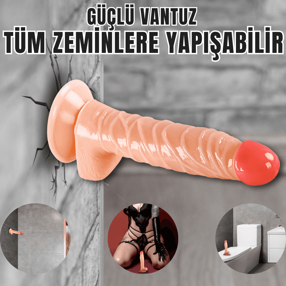 Wellco Adult UNIQUE Realistik Dokuda Damarlı Dildo Vantuzlu Gerçekçi Yapay Penis 19 CM - 2