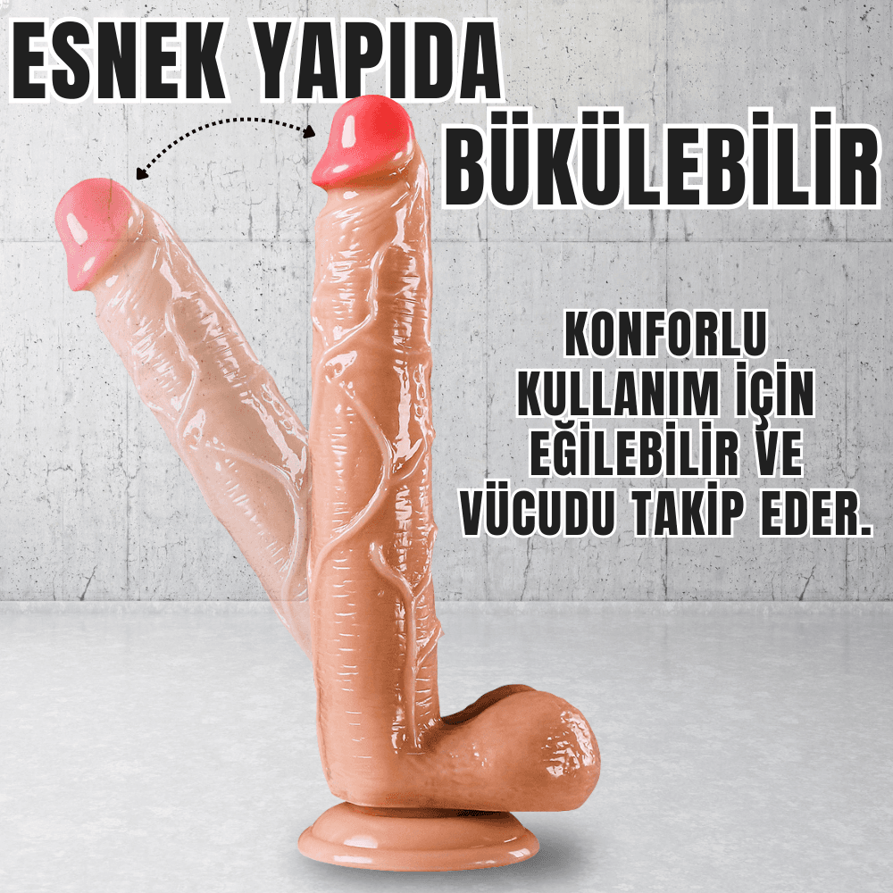 Wellco Adult UNIQUE XL Realistik Dokuda Damarlı Dildo Vantuzlu Büyük Boy Gerçekçi Yapay Penis 27 CM - 4