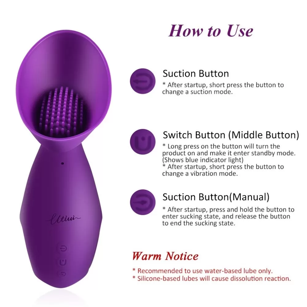 Wellco Adult UTIMI Su Geçirmez Güçlü Titreşimli ve Emiş Güçlü Klitoris Uyarıcı 2 in 1 Masaj Vibratör - 3