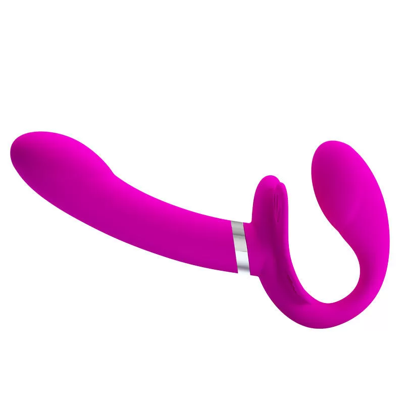 Wellco Adult Şarjlı Strapless Strapon Titreşimli Dildo G Nokta Klitoris Uyarıcı Giyilebilir 2 in 1 Çift Vibratörü - 3