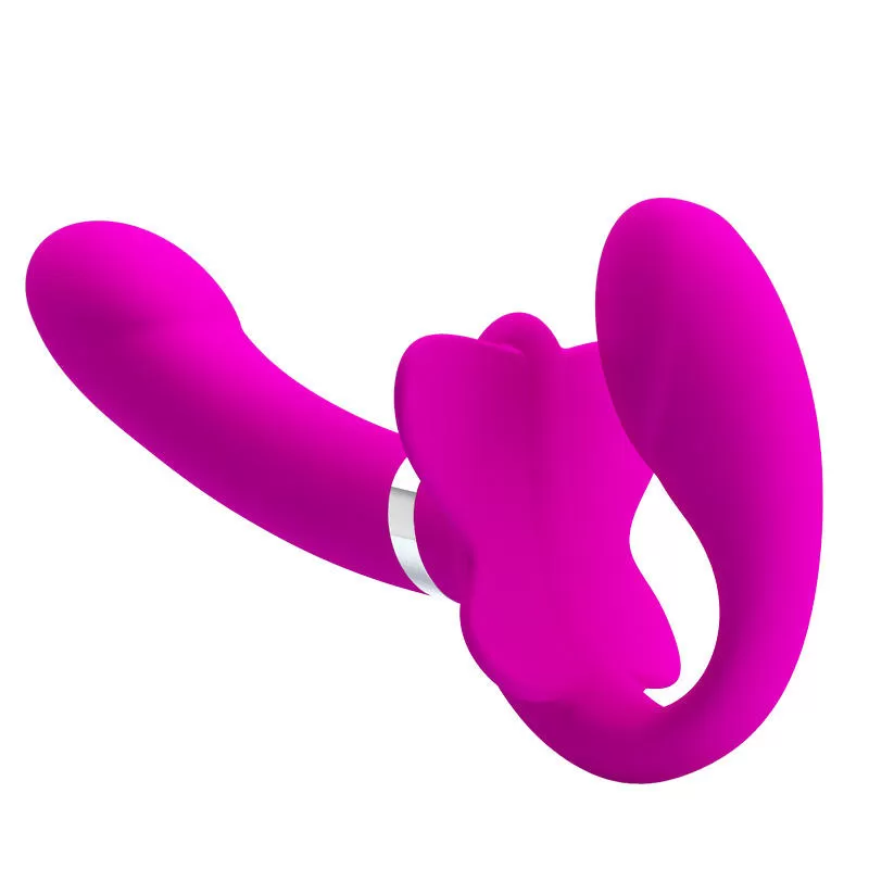Wellco Adult Şarjlı Strapless Strapon Titreşimli Dildo G Nokta Klitoris Uyarıcı Giyilebilir 2 in 1 Çift Vibratörü - 4