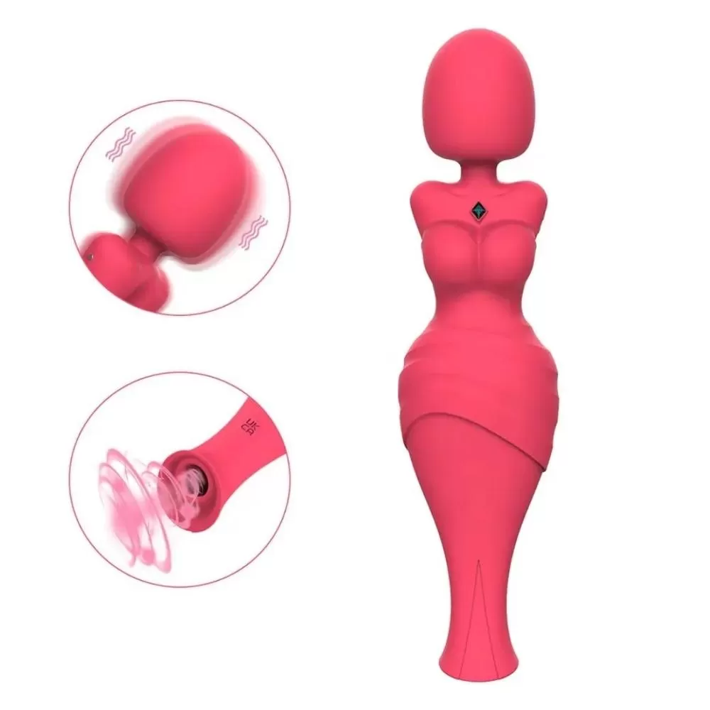 Wellco Adult ZIVA Çift Taraflı Klitoris Emiş Güçlü ve Titreşimli Uyarıcı AV Wand Massager