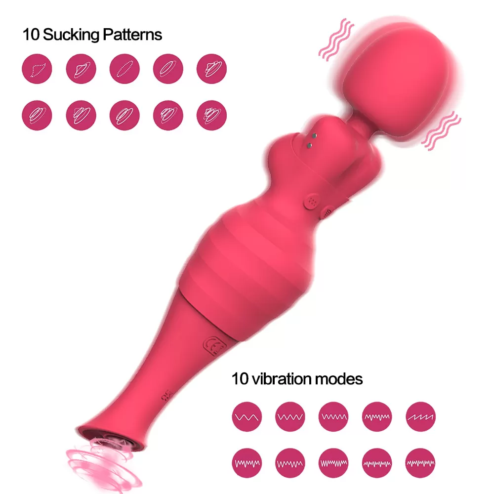 Wellco Adult ZIVA Çift Taraflı Klitoris Emiş Güçlü ve Titreşimli Uyarıcı AV Wand Massager - 4